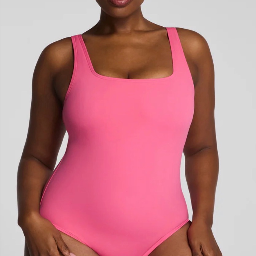 Spanx Hibiscus Pink Square-Neck One-Piece Swimsuit Size Xl - Nwt